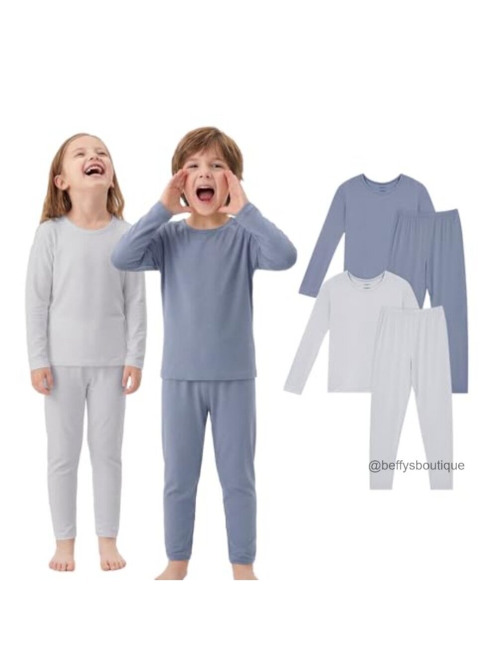 Bamboo Viscose Long Sleeve Toddler Pajama Set 4-Piece Boys Girls Sleepwear